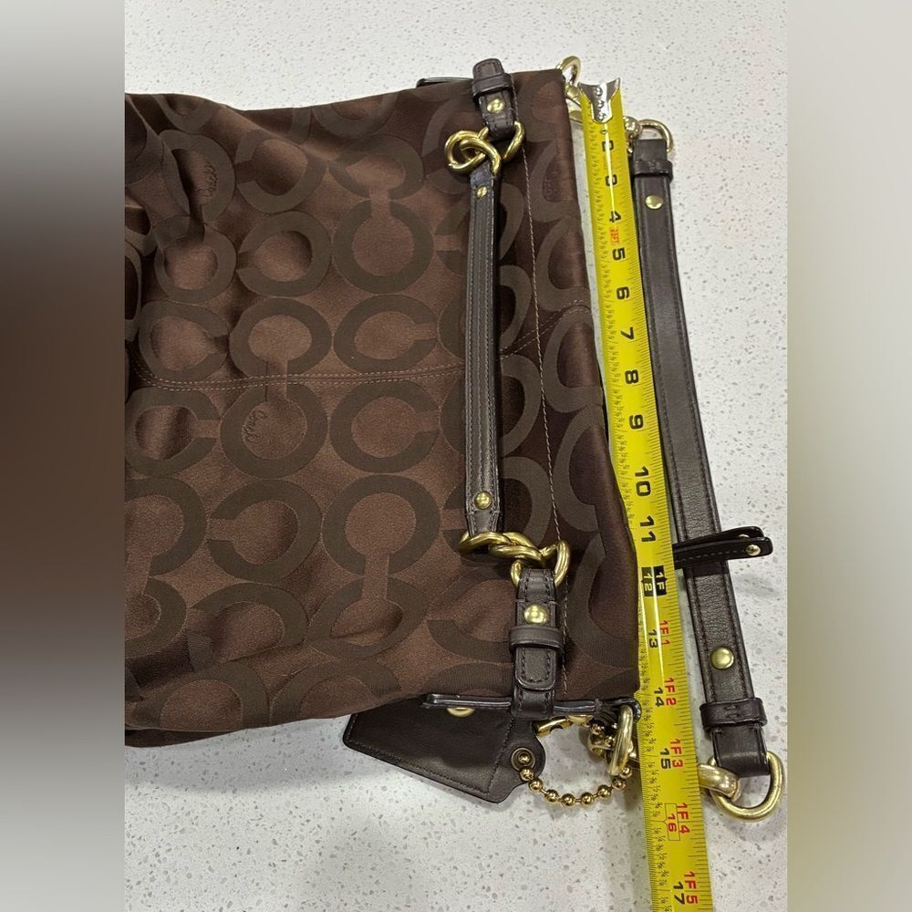 Coach Signature C Brown Canvas Leather Trim Y2K Shoulder Bag EUC - Picture 10 of 14